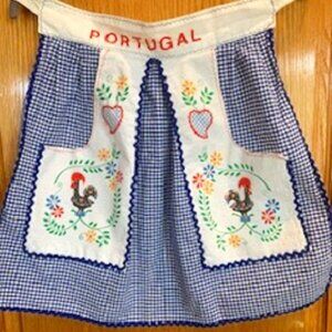 Portuguese 100% Cotton Kitchen Apron Traditional Rooster 2 Large Pockets